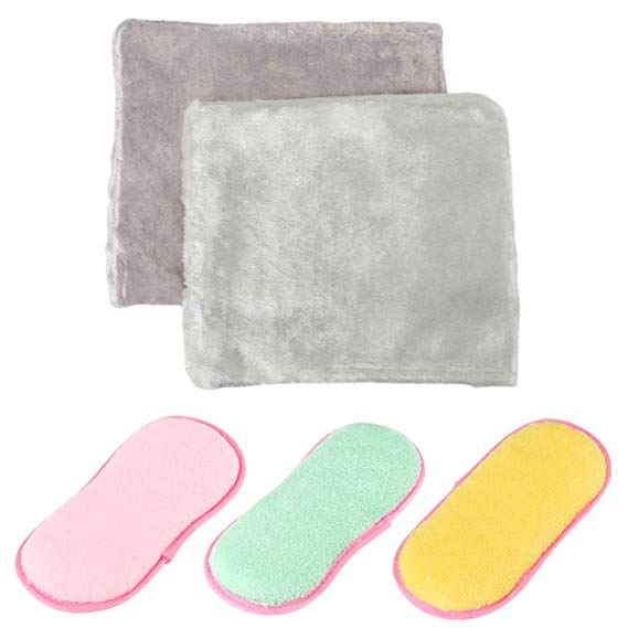 Anti-Bacterial Cleaning Pads Cloths Double-Sided Scouring Sponge Pads Microfiber Dishcloths Lint Free Cleaning Sponge Kitchen Bathroom Washing Up Dish Cloths Sponges Pads Scourers, 5 Pack