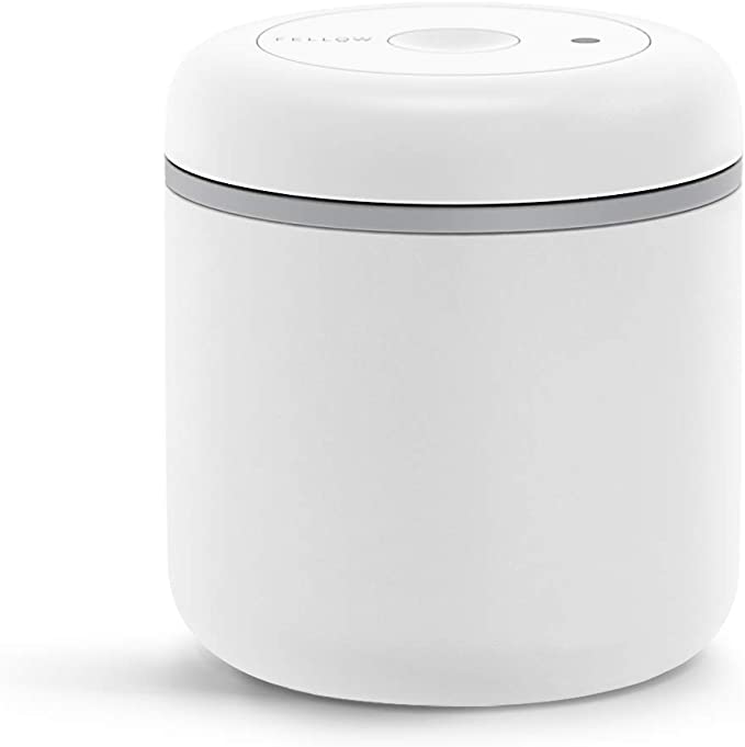 Fellow Atmos Vacuum Canister for Coffee & Food Storage, Matte White, Medium, 0.7 Liter, Integrated Vacuum Pump, Airtight Seal
