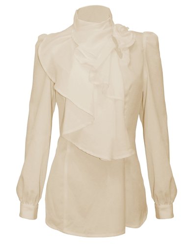 Firpearl Women's Vintage Ruffle Long Sleeve Shirt Blouse Tops