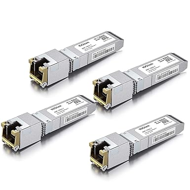 10Gtek 1.25/2.5/5/10G-T SFP  to RJ45 CAT.6a Copper Transceiver, Auto-Negotiation SFP  Ethernet Module, up to 30-Meter, for Cisco SFP-10G-T-X, Ubiquiti UniFi UF-RJ45-10G, Netgear AXM765, Pack of 4