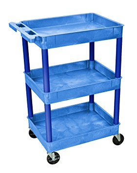 LUXOR BUSTC111BU Tray Shelf Carts, Blue