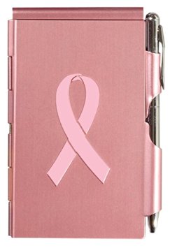 Wellspring Flip Notes Metal Note Case with Mini Pen and Notepad, Breast Cancer Pink Ribbon