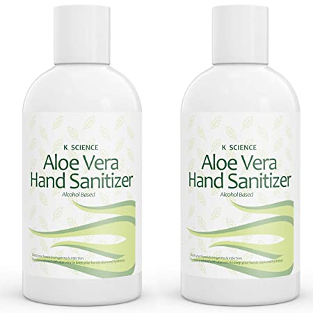 K Science Hand Sanitizer Gel Alcohol Based Travel Size with Aloe Vera (2 Pack x 2oz)