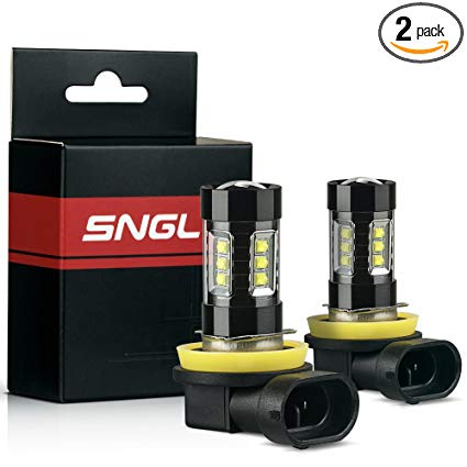 SNGL H11 (H8) Super Bright CREE LED DRL Fog Light bulbs - Plug-and-Play - 6000K Cool White (Pack of 2)