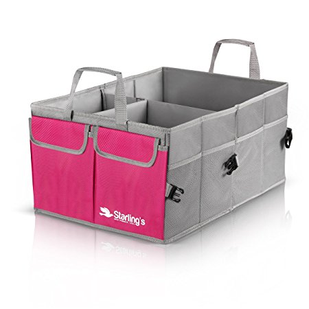 Starling's Car Trunk Organizer By Pink: Super Strong, Foldable Storage Box For Auto, Truck, SUV - Nonslip/Waterproof 3 layers Bottom W/Design Box