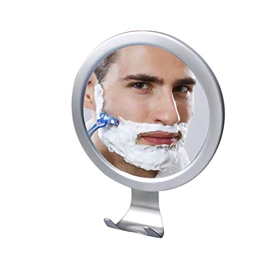 Fogless Shower Mirror for shaving ， fog free Bathroom Mirror with Razor Holder,Shaving Mirror with Locking Suction cup hooks，suitable for man and husband