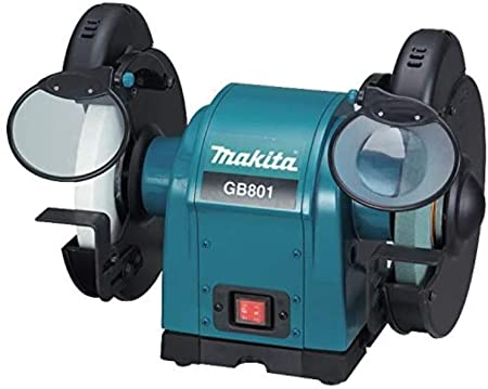 Makita GB801 Bench Grinder 2 Discs 3450 RPM 550 W GB801, 2 Discs, Black, Cyan, 3450 RPM, 550 W, 20.5 cm, 1.59 cm