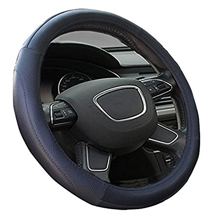 Mayco Bell Car Steering Wheel Cover 15 inch Comfort Durability Safety (Black Black)