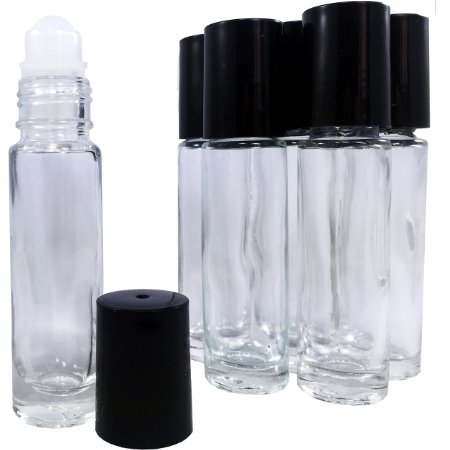 HIGHEST QUALITY Solid Glass Roller Bottles - 6 PACK of 10ml Roll On Bottles by Leven Rose - Refillable Roll-On Bottles for Aromatherapy Essential Oils and Carrier Oils