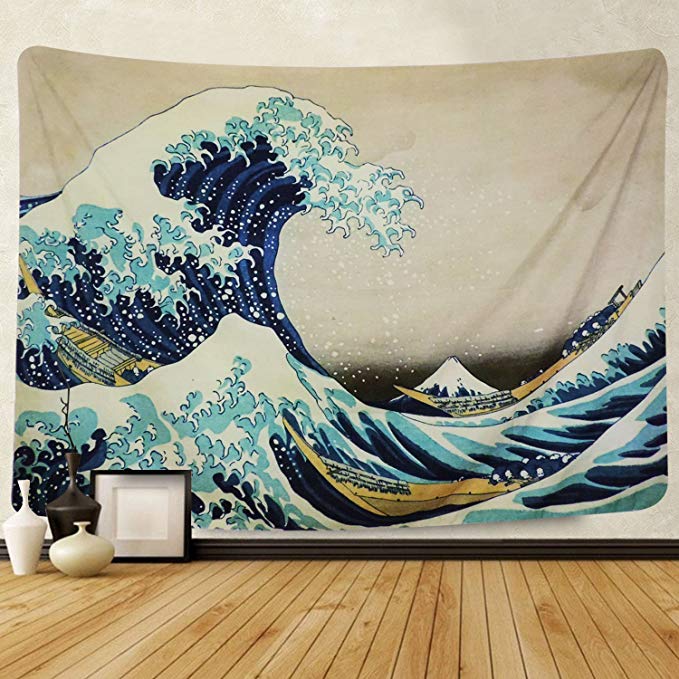Sunm boutique Tapestry Wall Tapestry Wall Hanging Tapestries The Great Wave Off Kanagawa Katsushika Hokusai Thirty-six Views Mount Fuji Tapestry, Wall Art for Home Decor