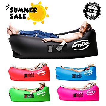 AeroBon PREMIUM - Gets Inflated and Holds Air 40% Better Than Analogues Due to the Single Inlet - No Film Inside- Inflatable Lounge Bag for Indoors or Outdoors - 1 YEAR WARRANTY