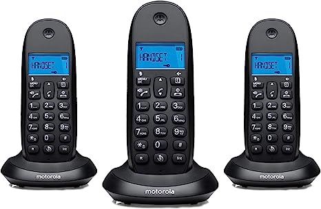 Motorola C1003LB  Trio Teléfono fijo DECT inalámbrico Trio - Color negro - Pantalla LCD, 50 contactos, modo ECO - 3 unidades