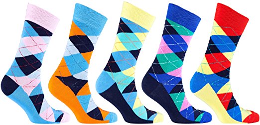 Socks n Socks-Men's 5-pair Luxury Fun Cool Cotton Colorful Dress Socks Gift Box …