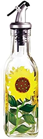 Grant Howard Hand Painted Square Cruet with Pourer, Sunflowers, 6 oz., Multicolor