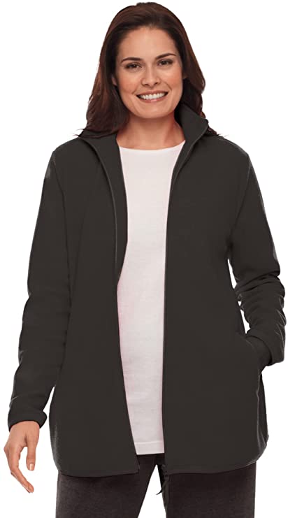Woman Within Women's Plus Size Zip-Front Microfleece Jacket Fleece