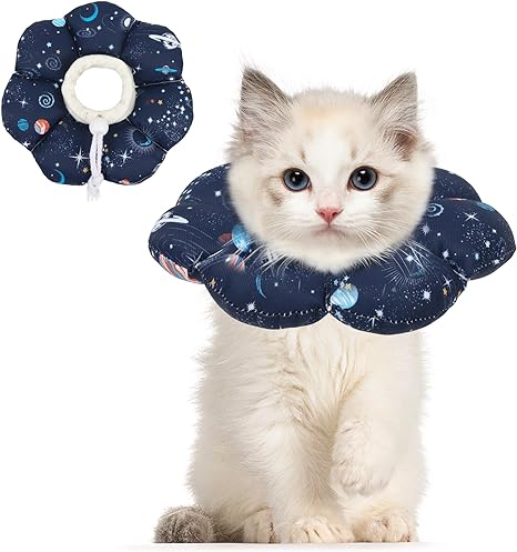 ComSaf Cat Cone Collar Soft, Protective Adjustable Cat Cones to Stop Licking After Surgery, Comfortable Lightweight Elizabethan Collar for Cat Kitten Prevent from Licking Wounds, Not Block Vision