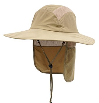Home Prefer Mens UPF 50  Sun Protection Cap Wide Brim Fishing Hat with Neck Flap