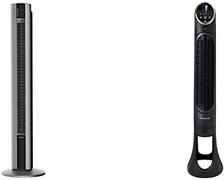 Lasko Portable Electric 48" Oscillating Tower Fan, for Indoor, Gray T48310 & Honeywell QuietSet Whole Room Tower Fan-Black, HYF290B