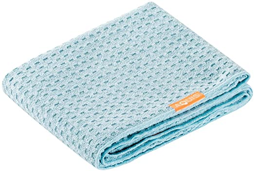 Aquis Waffle Luxe Long Hair Towel, Ultra Absorbent & Fast Drying Microfiber Towel For Longer Hair, Dream Boat Blue (19 x 52 Inches)