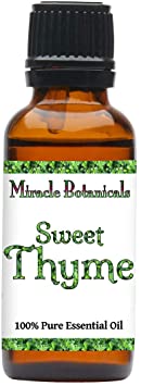 Miracle Botanicals Sweet Thyme Essential Oil - 100% Pure Thymus Vulgaris ct. Linalool - 10ml or 30ml Sizes - Therapeutic Grade - 30ml/1oz