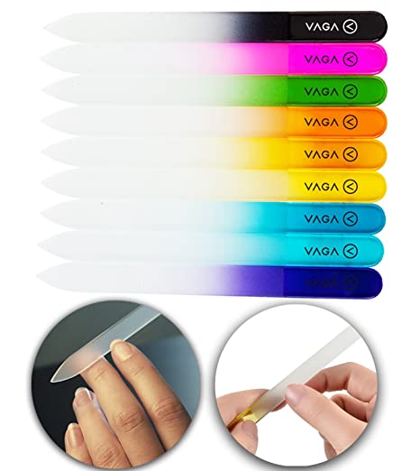 VAGA Glass Nail File Acrylic Nail Kit Ladies Night Has 9 Professional Manicure Pedicure Kit Crystal Glass Nail Files Set In A Case. Crystal Nail Strengthener Fingernail Tool Kit Are A Perfect Gift