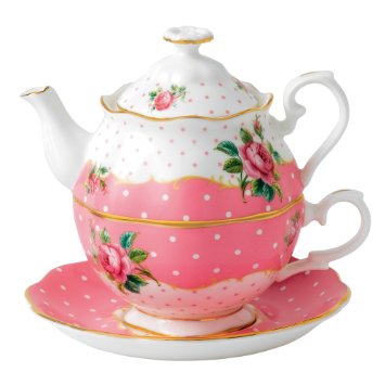 Royal Albert New Country Roses Vintage Single Serving Teapot, Cheeky Pink