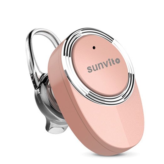 Mini Bluetooth V4.1 Headset,Sunvito Ultra Small Invisible Stereo Wireless Headphone with MIC Support Hands-Free Calling for iPhone iPad iPod LG Samsung Galaxy and more (Rose gold)