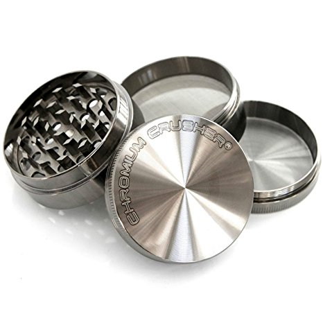 Chromium Crusher Zinc Tobacco Spice Herb 2.2 Inch 4 Piece Grinder in Metal Color