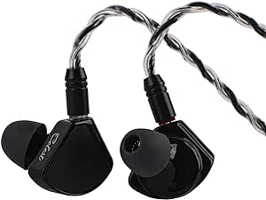 Linsoul Kinera Gumiho 10mm SPD Planar Driver   1BA in Ear Earphone Monitor with 3D Printed Cavity, Detachable 0.78mm 2Pin Silver-Plated Alloy Copper Cable IEM (Pure-Black)