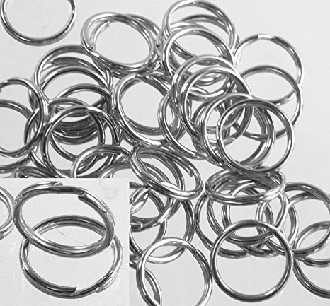 50 pcs Split Ring Fishing Lure, Lanyard, Dog Tag Connector Nickel Plated Spring Steel 12mm, 1/2 inch