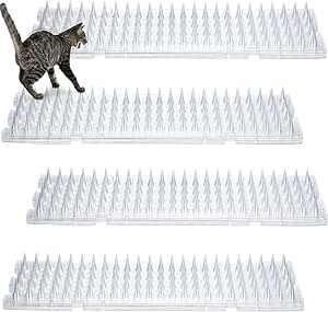 Nuanchu 12 Pieces Cat Deterrent Mat Cat Repellent Mat with Spikes Keep Cats Off Counter Anti Cat Mat Dogs Spiked Deterrent Mat for Outdoor Indoor Garden Window Sofa(16.5 x 3.3 Inch,Clear)