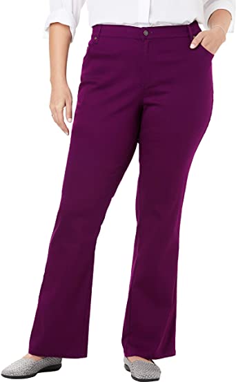 Woman Within Women's Plus Size Bootcut Stretch Jean - 22 W, Dark Berry