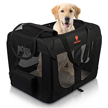 PEEKABOO Foldable Pet Crate Soft Dog Carrier Portable Dog Kennel for Small Medium Dogs Cats Indoor Travel Outdoor