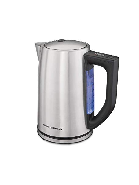 Hamilton Beach Variable Temperature Kettle 1 Touch Settings 1.7 Liter Capacity - Brushed Stainless Steel