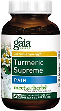 Gaia Herbs, Turmeric Supreme Pain, Herbal Pain Supplement with Curcumins, Vegan Liquid Capsules, 60 Count