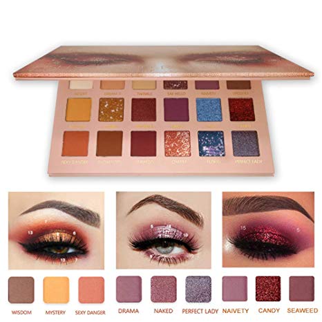 18 Colors Nude Eyeshadow Palette Neutrals Smoky Multi Reflective Shimmer Matte Glitter Pressed Pearls Blendable Eye Shadow Powder Makeup Kit