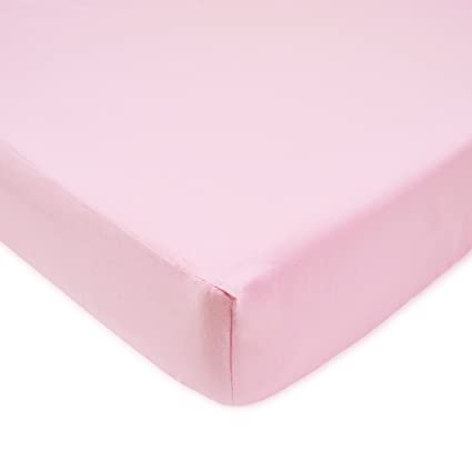 TL Care 100% Natural Cotton Percale Fitted Crib Sheet for Standard Crib and Toddler Mattresses, Pink, 28 x 52, Soft Breathable, for Girls