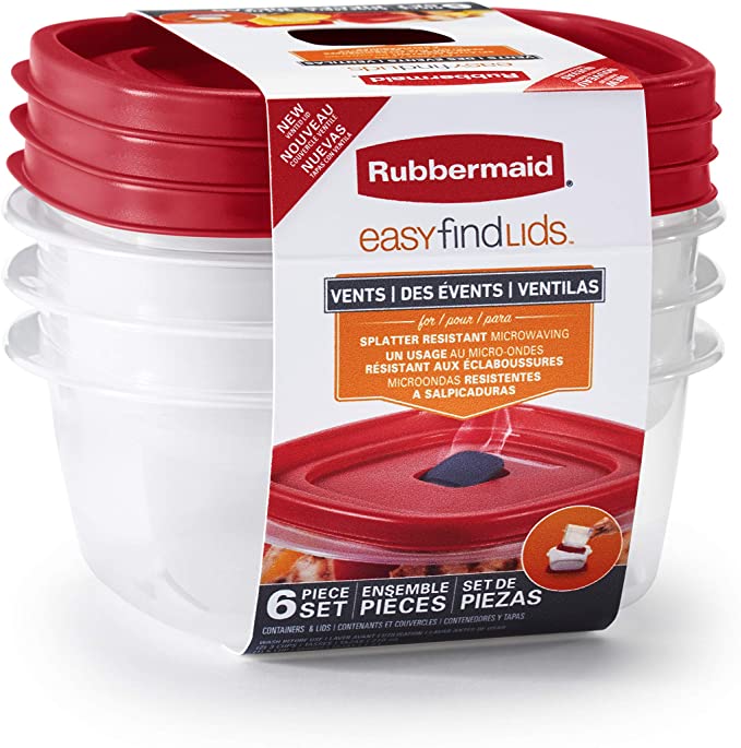 Rubbermaid Easy Find Lids Food Storage and Organization Containers, 3-Pack, Racer Red