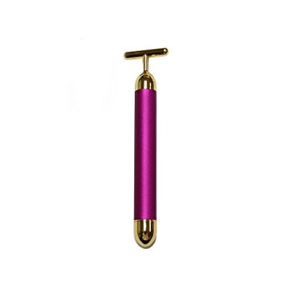 THB 24k Gold Multi-color Beauty Bar Vibration Face Massager Roller Anti-wrinkle Slimming Face (Purple)