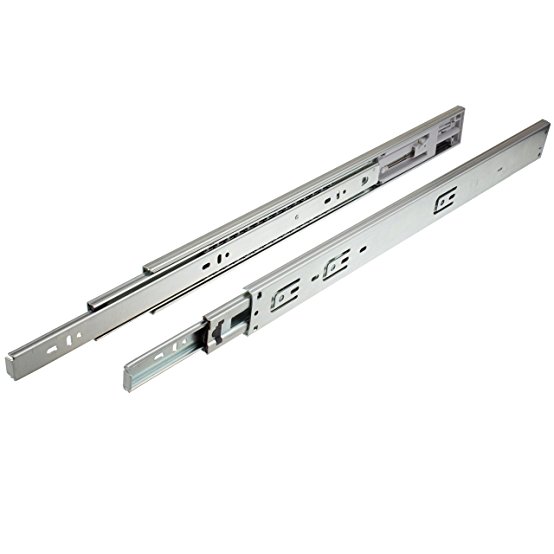 GlideRite Hardware 2275-ZC-1 22 Inch Side Mount Soft Close Full Extension Drawer Slides 1 Pack 22", 100 lb, Silver