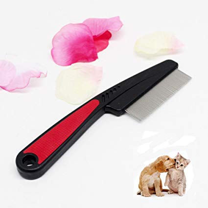 Pet Dog Cat Hair Fur Shedding Trimmer Grooming Rake Comb Tool Trimmer Grooming Comb Brush Comb Rake Hair Shedding Flea For Pet Cat Dog Pet Single Row Needle Comb (Black, as picture)