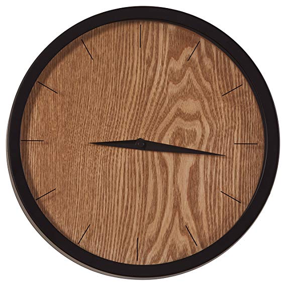 Rivet Modern Minamalist Wood-Face Clock, 12"H, Natural