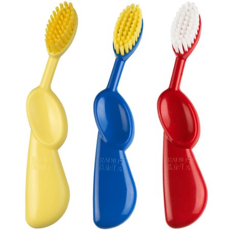 RADIUS Kidz Right Hand Toothbrush for 6 years  , Very Soft Bristles, Assorted Colors, Colors May Vary  (Pack of 3)