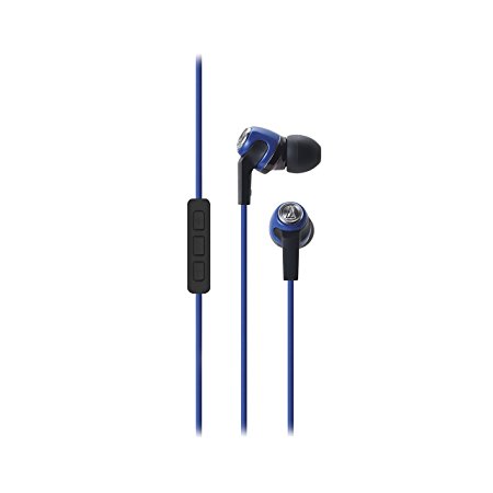 Audio-Technica ATH-CK323i SonicFuel In-ear Headphones with Mic & Volume Control, Blue