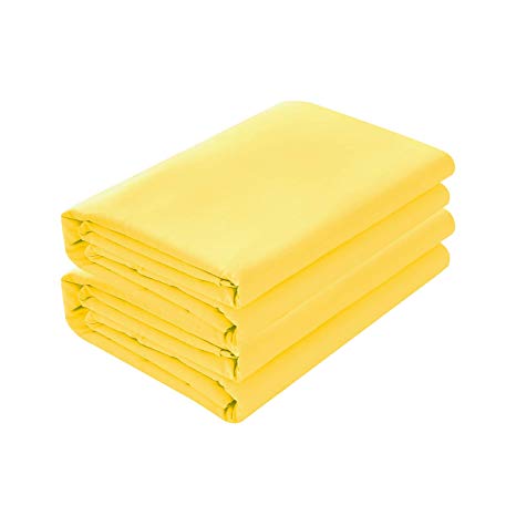 BASIC CHOICE 2-Pack Flat Sheets, Breathable 2000 Series Bed Top Sheet, Wrinkle, Fade Resistant - King, Yellow