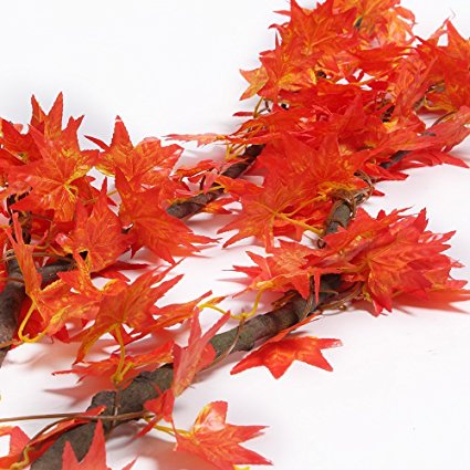 98 Inch Red Maple Ivy Artificial Greenery Chain Plant Garland Leaves Wall Decoration For Wedding Home Indoor Garden Garland outside Set of 5