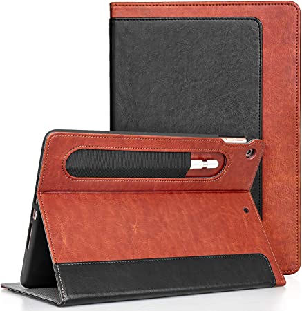 JETech Case for New Apple iPad 7th Generation(10.2-Inch, 2019 Model) with Apple Pencil Holder, Highly Protective, Smart Cover Auto Wake/Sleep, Black/Brown