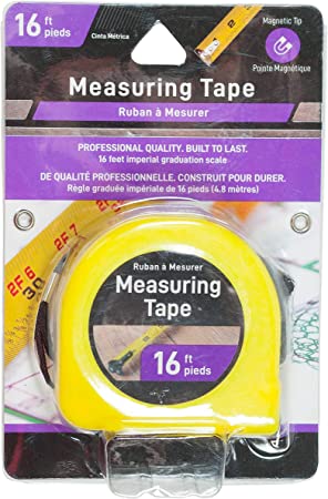 Jacent Tape Measure - Professional Quality 16-Foot Measuring Tape with Magnetic Tip - 1 Pack