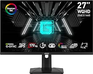 MSI G274QPF-QD Écran Gaming 27" WQHD - Dalle Rapid IPS Quantum Dot 2560x1440, 170Hz/1ms GtG, Gamme de Couleurs 150% sRGB, DisplayHDR 400, FreeSync Premium - HDMI 2.0b, DP 1.4, USB Type-C, Noir