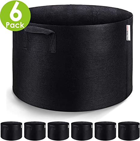 VIPARSPECTRA 6-Pack 10 Gallon Grow Bags - Thickened Nonwoven Aeration Fabric Pots Container with Heavy Duty Durable Handles for Garden Indoor Plants